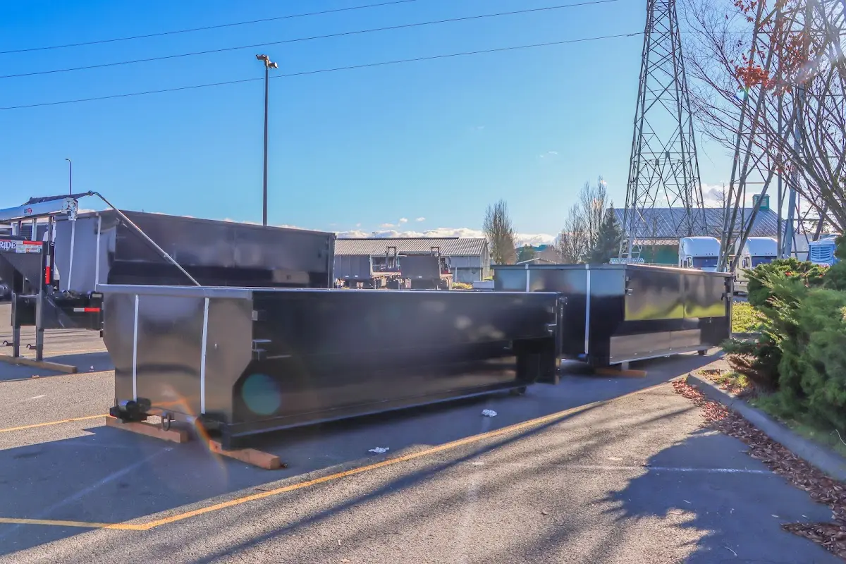 Roll-off dumpster ready for waste disposal at job site for Construction Dumpster Rental in Asbury Park
